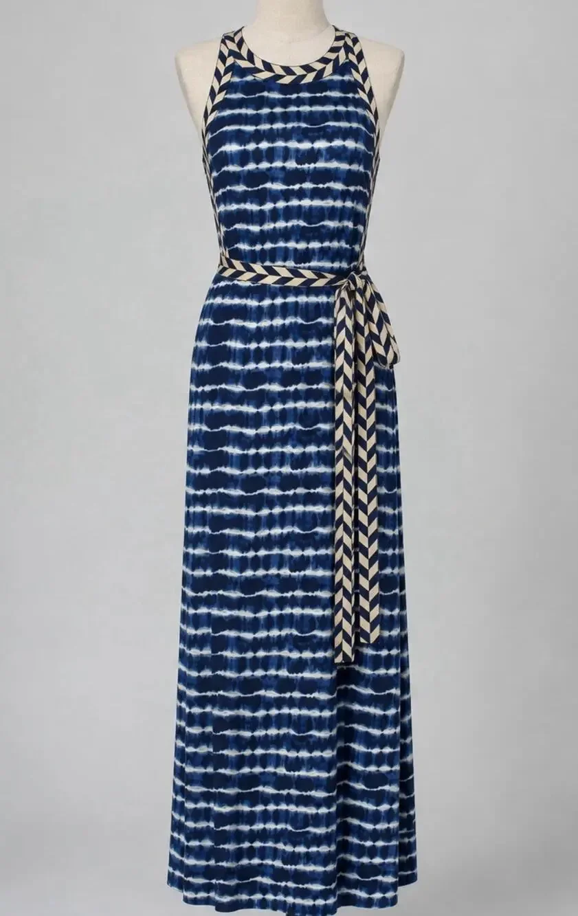 Tory burch sleeveless dress small vacation designer bohemian preppy maxi resort